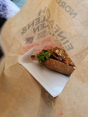 Vegan salmon ciabatta at Nordsee in Salzburg