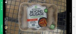 Vegan sausage in the meat dept at Central Market in San Antonio