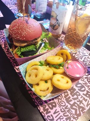 burger and fries at Vegan Junk Food Bar - Cologne in Cologne