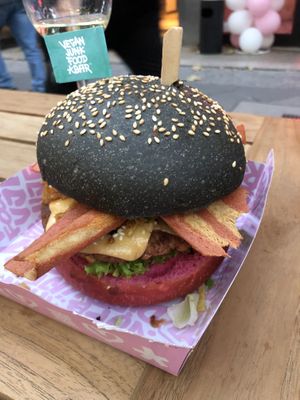 Cruelty free burger, a bit dry  at Vegan Junk Food Bar - Cologne in Cologne