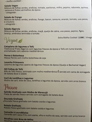 Portuguese menu  at Louro & Salsa in Albufeira