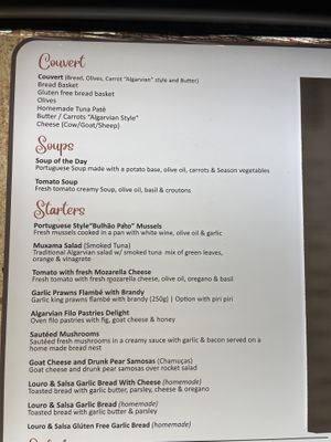 English menu  at Louro & Salsa in Albufeira