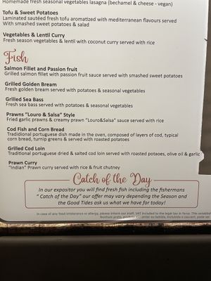 English menu  at Louro & Salsa in Albufeira