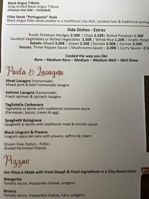 English menu  at Louro & Salsa in Albufeira