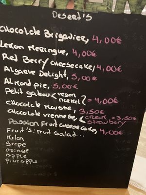 Dessert menu (english)  at Louro & Salsa in Albufeira