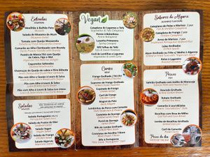 Menu with a vegan section  at Louro & Salsa in Albufeira
