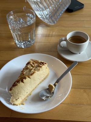 vegan cheesecake with caramel  at Lókal Bistro in Husavik