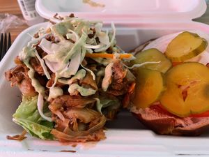 BBQ jack fruit sandwich  at Plant Junkie Chicago in Chicago