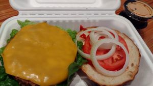 Urban Junkie classic burger hold the pickles at Plant Junkie Chicago in Chicago