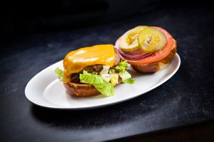 Urban Junkie Pea Protein Burger at Plant Junkie Chicago in Chicago