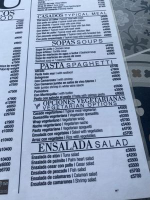 Vegetarian options  at Soda Sánchez in Quepos