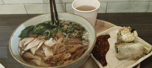 Set meal: pho + summer roll + lemongrass drink $13.80 at The Kind Bowl - Northpoint City in North Singapore