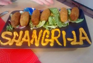 croquetas de setas y crema de zanahoria at Shangri-La in Merida
