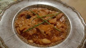 Fricandó de seitán at Shangri-La in Merida