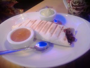 Burrito judias at Shangri-La in Merida