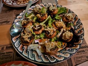 Champiñones rellenos al Pedro Ximénez at Shangri-La in Merida
