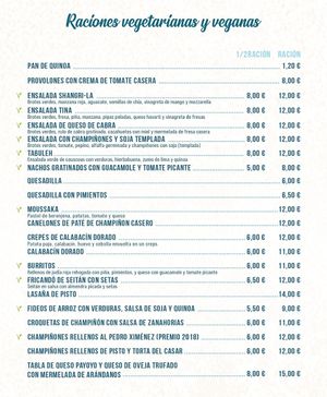 Menu at Shangri-La in Merida