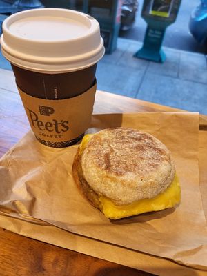 Plant based English  muffin at Peet's Coffee in Vancouver