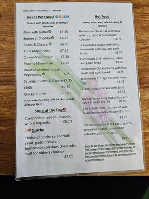 General Menu at Chives Cafe in Watchet