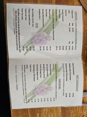 Drinks Menu at Chives Cafe in Watchet