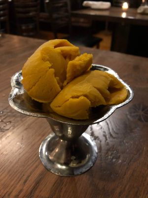 Vegan mango sorbet  at Bridge in Westerly