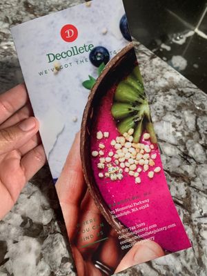 Menu at Decollete Juicery & Coffee shop in Randolph