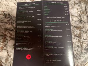 Menu at Decollete Juicery & Coffee shop in Randolph