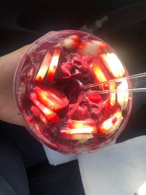 Triple berry açaí bow with no Nutella   at Decollete Juicery & Coffee shop in Randolph