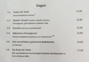 Vegan list at Lemongrass in Ludwigsburg