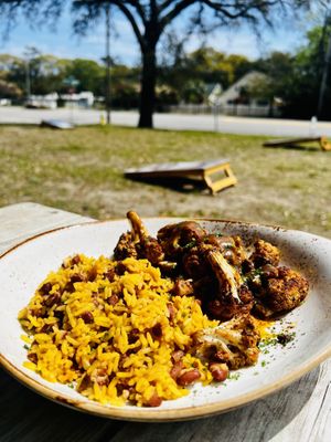 Blackened cauliflower with rice & beans.    at 44 & KING in Myrtle Beach