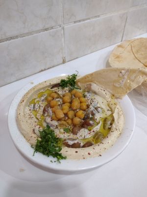 Hummus with Full beans my favorite dish in the world at Falafel Ammo Hamza in Mardin