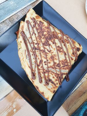 DIT Crepe with chocolate, bueno and chestnut jam. at Treis Laloun -Τρεις Λαλούν in Athens