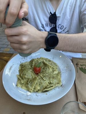 Pesto ravioli   at Treis Laloun -Τρεις Λαλούν in Athens