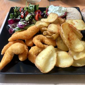 Lemon scampi and fries!  at Treis Laloun -Τρεις Λαλούν in Athens