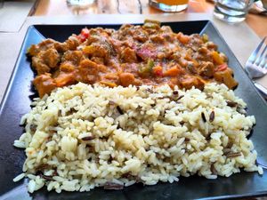 Greek soy stew at Treis Laloun -Τρεις Λαλούν in Athens