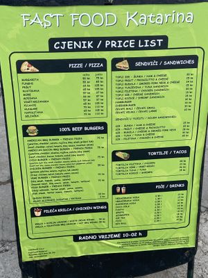 Menu at Fast food Katarina in Vis