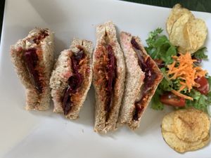 Nut butter, beetroot and carrot sandwiches  at Ballindalloch Castle and Gardens in Ballindalloch