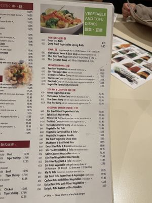  Veg & Tofu menu! at Ben Thanh in Burlington