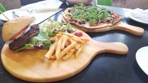 Vegan Chop Burger (homemade chop) 純素扒漢堡 (Photo by Vegan Olis Chan) at Garden Cafe 新輝茶室 in Outlying Islands