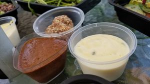 Date Ball, Vegan Chocolate Mousee, Vegan Passion Fruit Pana Cotta 椰棗雜果仁波波, 純素朱古力慕絲, 純素熱情果奶凍 (Photo by Vegan Olis Chan) at Garden Cafe 新輝茶室 in Outlying Islands