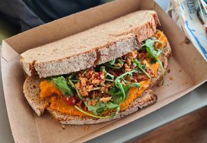 Sweet potato hummus sandwich at AMS - Amsterdam Bread Company in Schiphol
