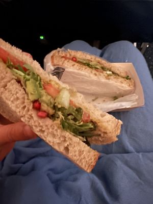 Hummus Avocado sandwich super yum  at AMS - Amsterdam Bread Company in Schiphol