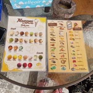 Regular menu at Manzoni Ice Cream in Phuket