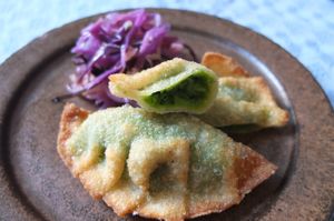 fried dumpling of green peas  at Le Coccole in Osaka