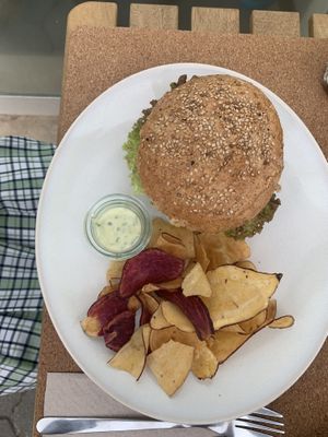 Tempeh burger   at Bancha in Portimao
