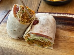 Spicy falafel wrap made vegan, 180 baht  at Lucky 13 Sandwich in Hua Hin