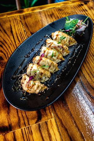 Mixed veg gyoza dumplings  at Sushea in Newquay