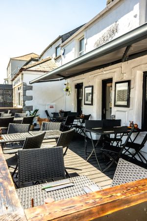 Decking area at Sushea in Newquay