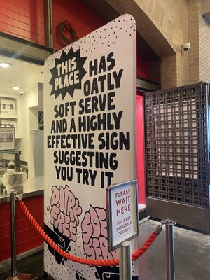 Huge Signage for Oatly - Wish It Was More Vegan  at Gott's Roadside - 1 Ferry Building in San Francisco