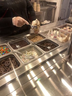 LARGE Oatly Soft Serve Because We Needed a Pick-Me-Up (Topped with Almonds)  at Gott's Roadside - 1 Ferry Building in San Francisco